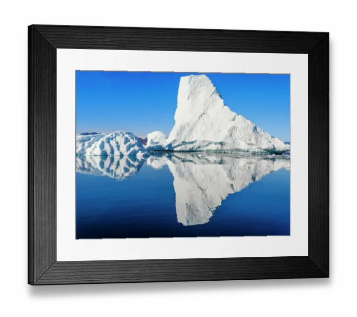 Framed Print : Landscape with icebergs in the Sermilik (Sermiligaaq) Icefjord in East Greenland. Ammassalik, Danish Territory