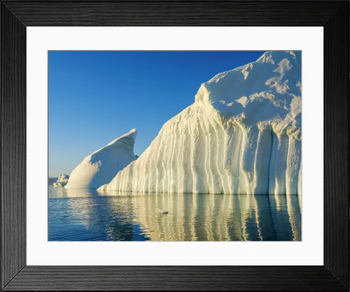 Framed Print : Landscape with icebergs in the Sermilik (Sermiligaaq) Icefjord in East Greenland. Ammassalik, Danish Territory