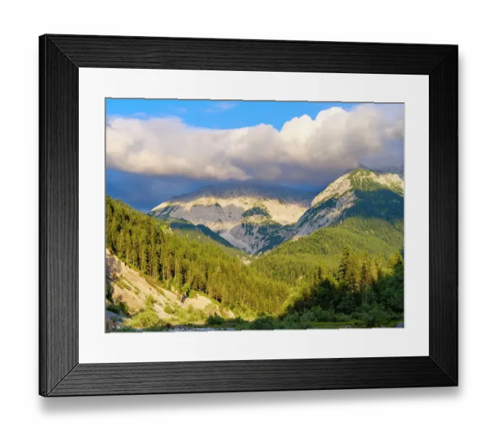 Framed Print : Mount Schaufelspitze Mount Bettlerkar Spitze. Karwendel Mountains near Eng Alpe in the valley of Rissbach Creek in Tyrol. Austria