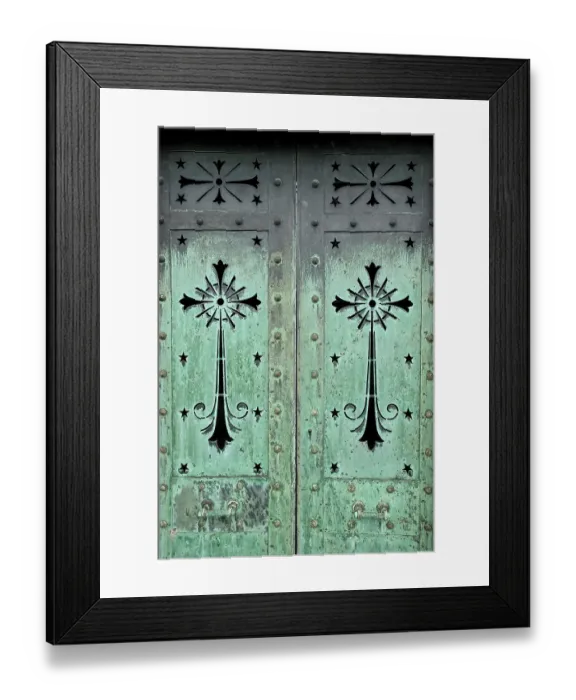 Framed Print : Paris, France. The famous Pere LaChaise Cemetery beautiful old metal work on door