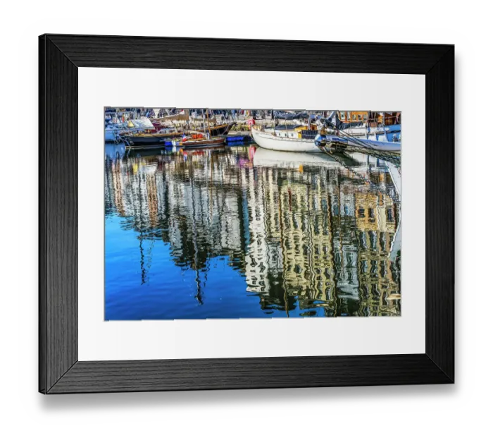 Framed Print : Colorful marina, Inner Harbor, Honfleur, France. Honfleur is famous for its reflections, which inspired Monet Framed Print : Colorful marina, Inner Harbor, Honfleur, France. Honfleur is famous for its reflections, which inspired Monet