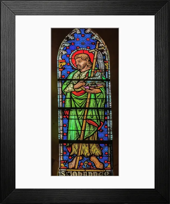 Framed Print : Saint John stained glass, Lyon Cathedral, France. Cathedral begun in 1180 and finished in 1480 Framed Print : Saint John stained glass, Lyon Cathedral, France. Cathedral begun in 1180 and finished in 1480