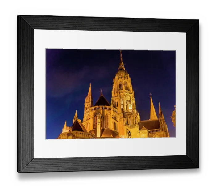 Framed Print : Illuminated, Bayeux Cathedral, Bayeux, Normandy, France. Catholic church consecrated by King William the Conqueror in 1077 Framed Print : Illuminated, Bayeux Cathedral, Bayeux, Normandy, France. Catholic church consecrated by King William the Conqueror in 1077
