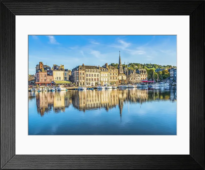 Framed Print : Colorful marina, Inner Harbor, Honfleur, France. Honfleur is famous for its reflections, which inspired Monet Framed Print : Colorful marina, Inner Harbor, Honfleur, France. Honfleur is famous for its reflections, which inspired Monet
