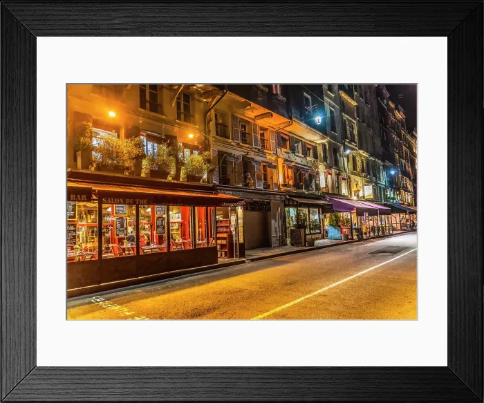 Framed Print : Colorful street, Inner Harbor, Honfleur, France