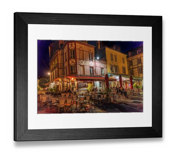 Framed Print : Colorful street, Inner Harbor, Honfleur, France Framed Print : Colorful street, Inner Harbor, Honfleur, France