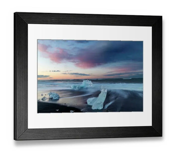 Framed Print : Glacial ice in the surf along the Diamond Beach near Kalfafellsstadur, Iceland Framed Print : Glacial ice in the surf along the Diamond Beach near Kalfafellsstadur, Iceland