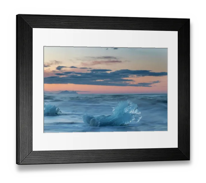 Framed Print : Glacial ice in the surf along the Diamond Beach near Kalfafellsstadur, Iceland Framed Print : Glacial ice in the surf along the Diamond Beach near Kalfafellsstadur, Iceland