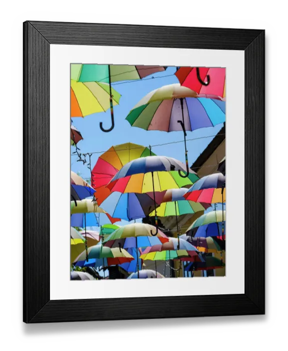 Framed Print : Alley of the Old Town with umbrellas. The town Szentendre near Budapest. East Europe, Hungary Framed Print : Alley of the Old Town with umbrellas. The town Szentendre near Budapest. East Europe, Hungary
