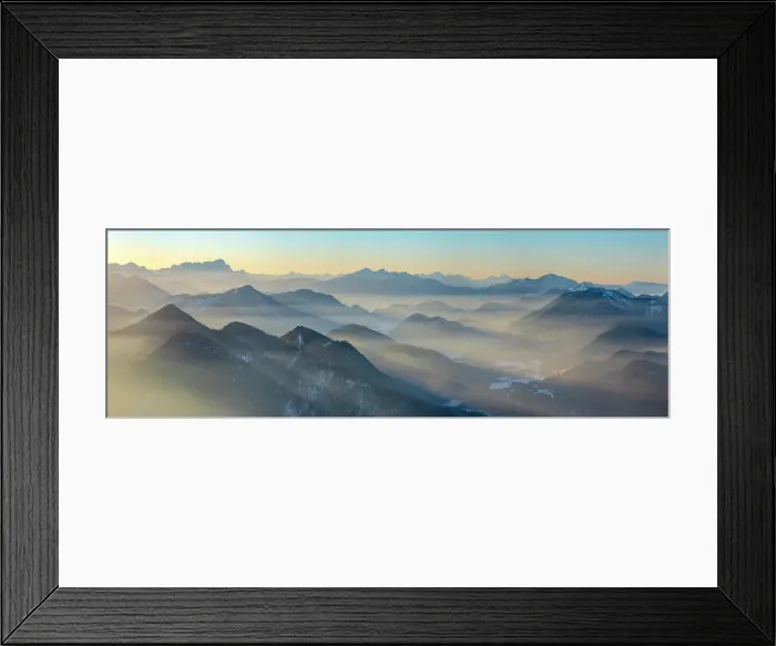 Framed Print : View towards Jachenau, Allgau and Zugspitze. View from Mount Schonberg near Lenggries in the Bavarian Alps during winter. Germany, Bavaria Framed Print : View towards Jachenau, Allgau and Zugspitze. View from Mount Schonberg near Lenggries in the Bavarian Alps during winter. Germany, Bavaria