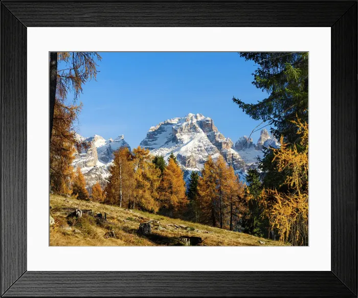 Framed Print : Cima Brenta. View of the Dolomiti di Brenta from Val Rendena in the Parco Naturale Adamello Brenta, part of UNESCO World Heritage Site. Dolomites, in the province of Trentino in Italy Framed Print : Cima Brenta. View of the Dolomiti di Brenta from Val Rendena in the Parco Naturale Adamello Brenta, part of UNESCO World Heritage Site. Dolomites, in the province of Trentino in Italy