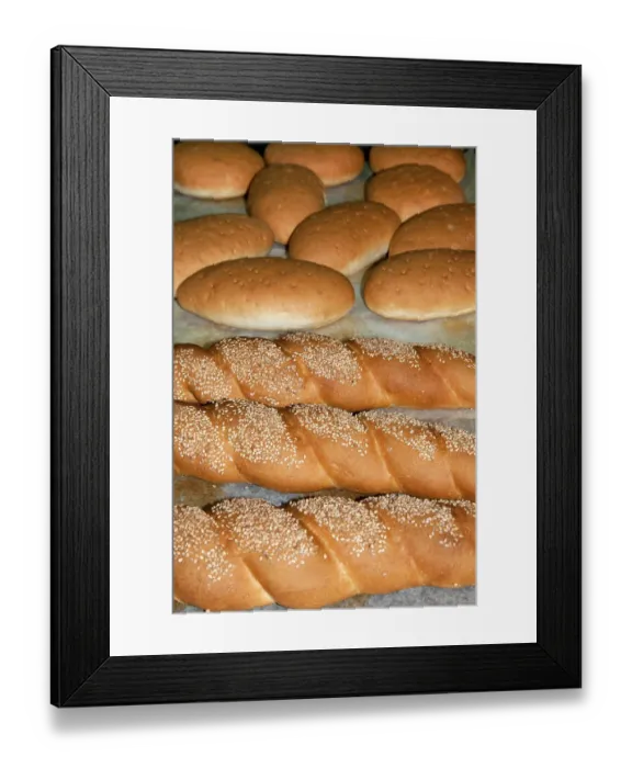 Framed Print : Sourdough bread rolls, cooked in the baker's laboratory, Italy Framed Print : Sourdough bread rolls, cooked in the baker's laboratory, Italy