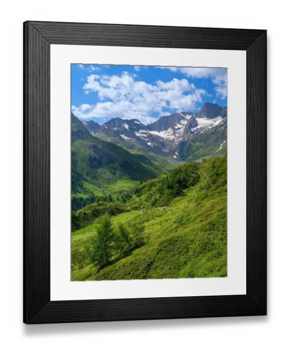 Framed Print : Valley Seeber Tal and Mt. Hochfirst in the Nature Park Texelgruppe in the Passeier Valley in the Otztal Alps. Italy, South Tyrol