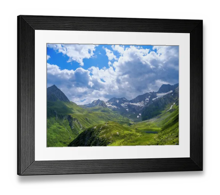 Framed Print : Valley Seeber Tal and Mt. Hochfirst in the Nature Park Texelgruppe in the Passeier Valley in the Otztal Alps. Italy, South Tyrol