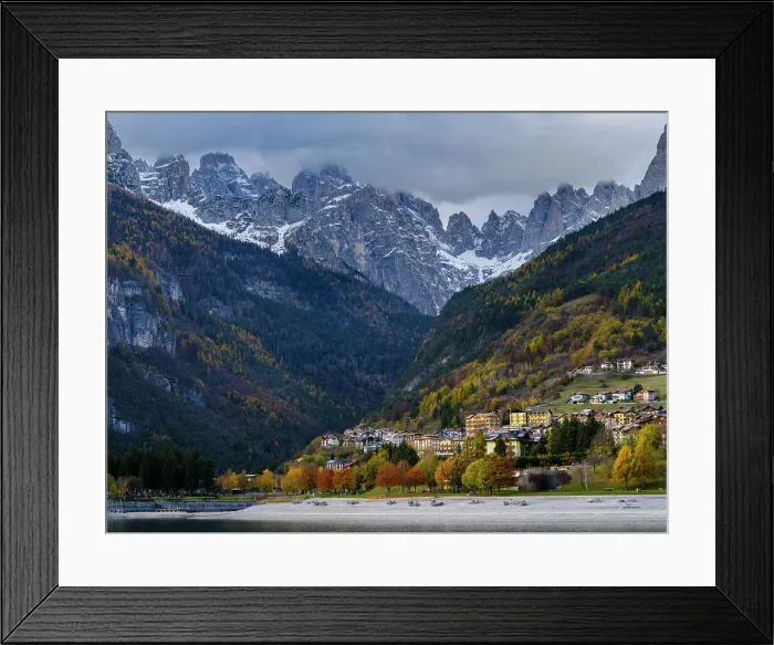 Framed Print : Molveno at Lago di Molveno in the Brenta Dolomites, part of the UNESCO World Heritage Site. Italy, Trentino