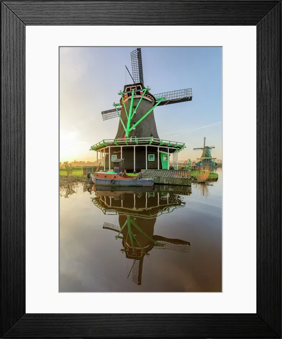Framed Print : Netherlands, North Holland. Zaanse Schans. Kalverpolderpad. Typical Dutch windmills Framed Print : Netherlands, North Holland. Zaanse Schans. Kalverpolderpad. Typical Dutch windmills