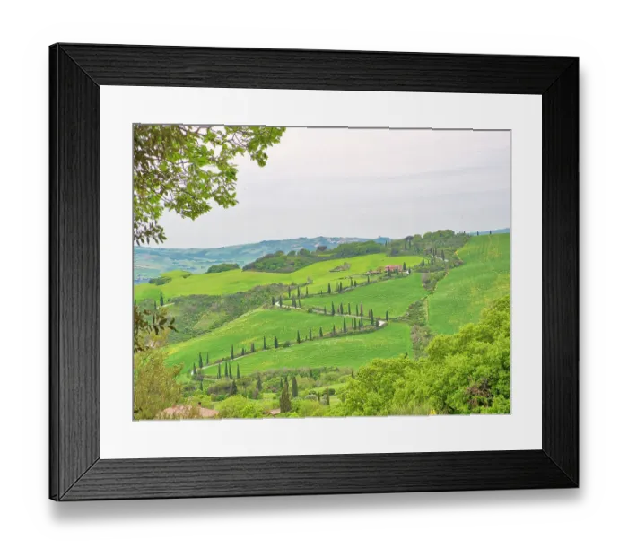 Framed Print : Italy, Tuscany. Winding road on the hillside near La Force Framed Print : Italy, Tuscany. Winding road on the hillside near La Force