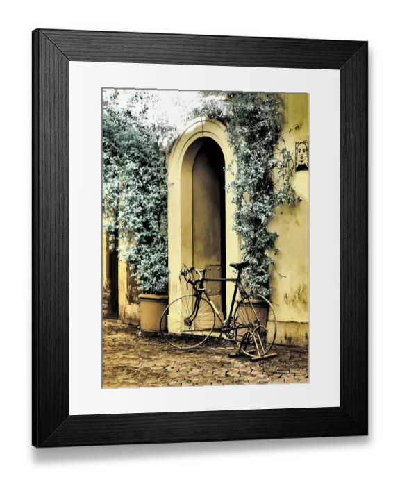 Framed Print : Italy, Rome. Infrared of bicycle in the Trastevere area of Rome