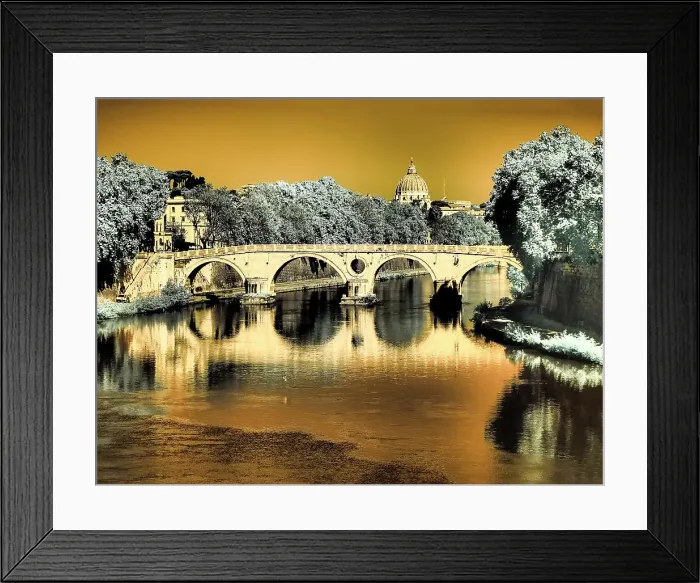 Framed Print : Italy, Rome. Infrared Rome and the Vatican along the Tiber River Framed Print : Italy, Rome. Infrared Rome and the Vatican along the Tiber River