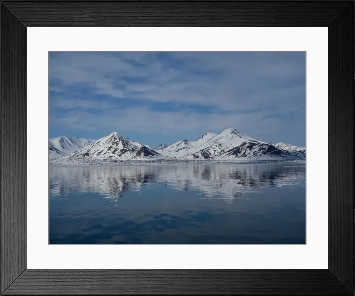 Framed Print : Svalbard, Norway. Landscape of mountain reflection and sky Framed Print : Svalbard, Norway. Landscape of mountain reflection and sky