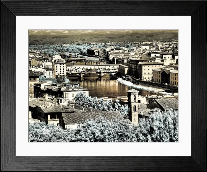 Framed Print : Italy, Florence. Infrared from across the Arno River