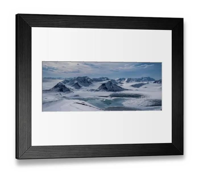 Framed Print : Svalbard, Norway. Ski track in a panoramic landscape of mountains, glacier and water Framed Print : Svalbard, Norway. Ski track in a panoramic landscape of mountains, glacier and water