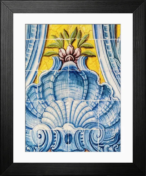 Framed Print : Portugal, Lisbon. Colorful azulejos, Portuguese tiles on the walls inside the Jeronimos monastery Framed Print : Portugal, Lisbon. Colorful azulejos, Portuguese tiles on the walls inside the Jeronimos monastery