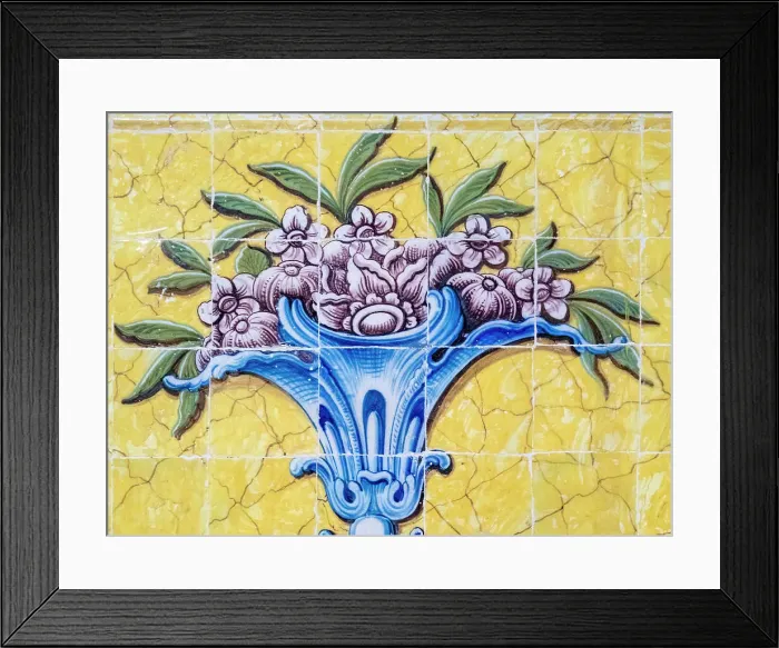 Framed Print : Portugal, Lisbon. Colorful azulejos, Portuguese tiles on the walls inside the Jeronimos monastery
