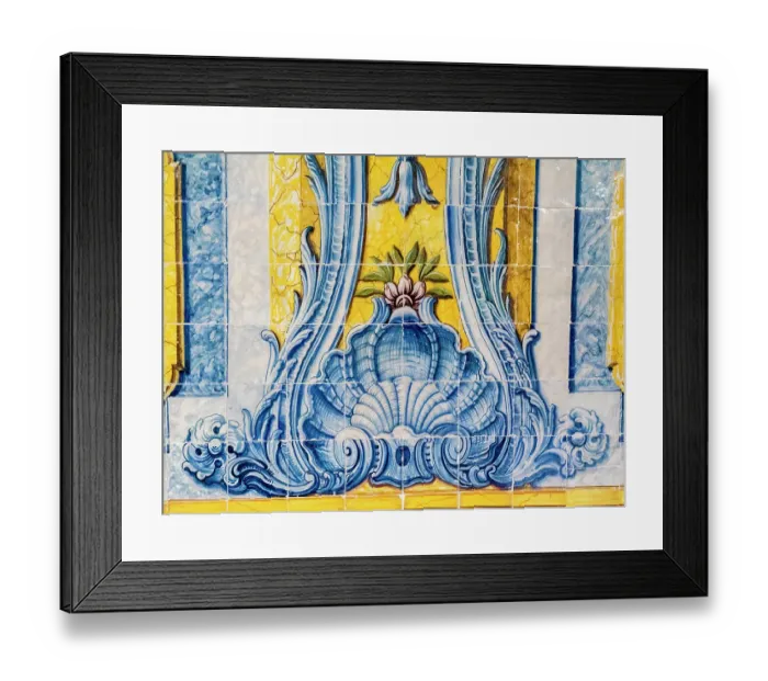 Framed Print : Portugal, Lisbon. Colorful azulejos, Portuguese tiles on the walls inside the Jeronimos monastery Framed Print : Portugal, Lisbon. Colorful azulejos, Portuguese tiles on the walls inside the Jeronimos monastery