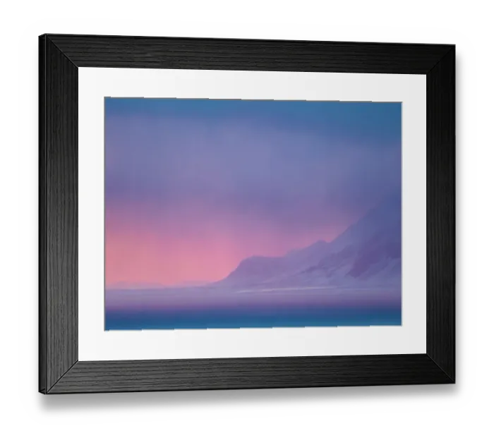 Framed Print : Sunset over the Isfjorden during winter on the island of Spitsbergen in the Svalbard Archipelago. Arctic, Norway