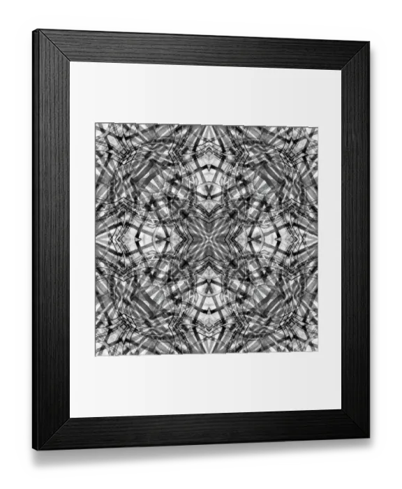 Framed Print : Black and white kaleidoscope abstract