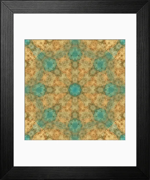 Framed Print : Earth tone and blue kaleidoscope abstract Framed Print : Earth tone and blue kaleidoscope abstract