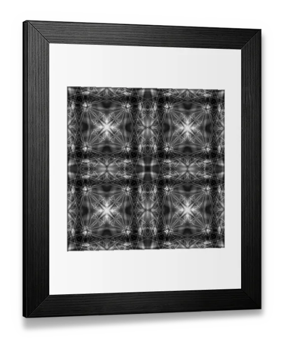 Framed Print : Black and white kaleidoscope abstract