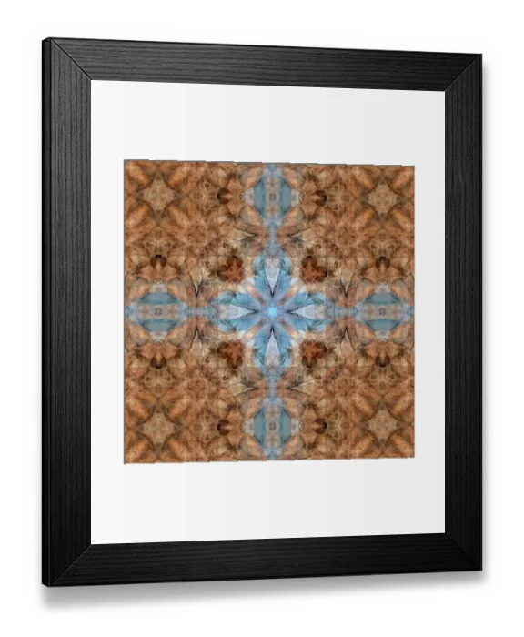 Framed Print : Blue and brown kaleidoscope abstract Framed Print : Blue and brown kaleidoscope abstract