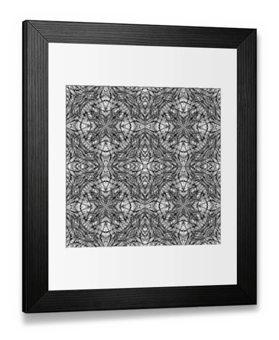 Framed Print : Black and white kaleidoscope abstract Framed Print : Black and white kaleidoscope abstract
