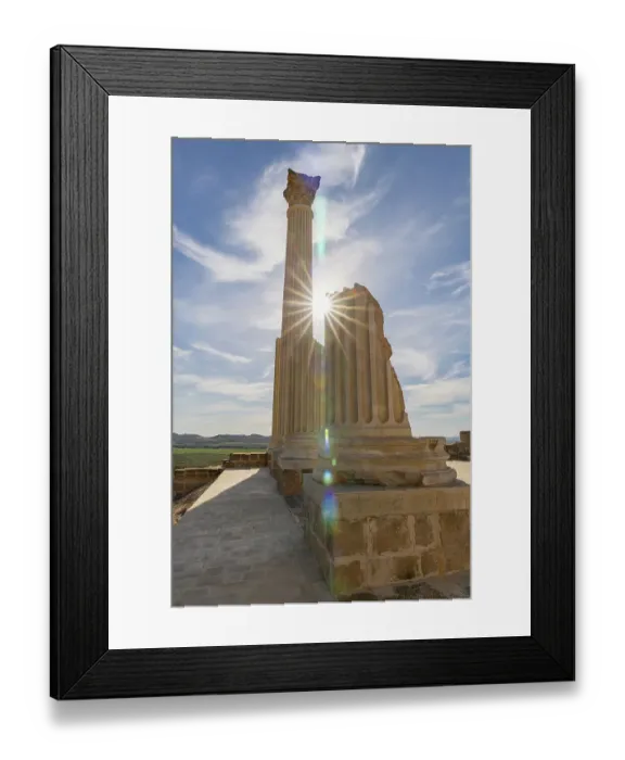 Framed Print : Uthina, Ben Arous, Tunisia. Ruins of the Roman Capitol at the Uthina Archaeological Site Framed Print : Uthina, Ben Arous, Tunisia. Ruins of the Roman Capitol at the Uthina Archaeological Site