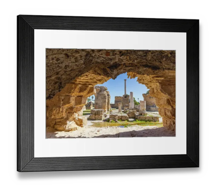 Framed Print : Baths of Antoninus, Carthage, Tunis, Tunisia. Roman ruins of the Baths of Antoninus in Carthage