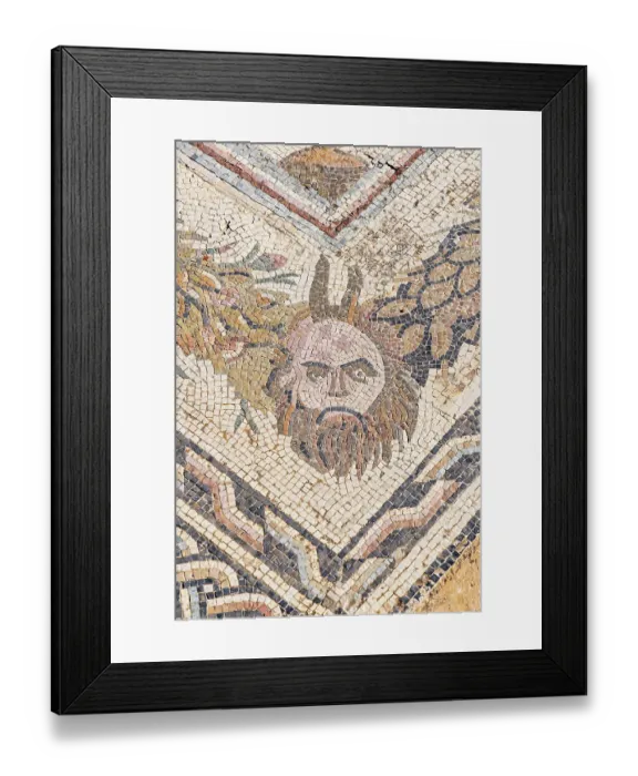 Framed Print : Ben Arous, Tunisia. Roman mosaic floor with the head of a satyr at the Uthina Archaeological Site Framed Print : Ben Arous, Tunisia. Roman mosaic floor with the head of a satyr at the Uthina Archaeological Site