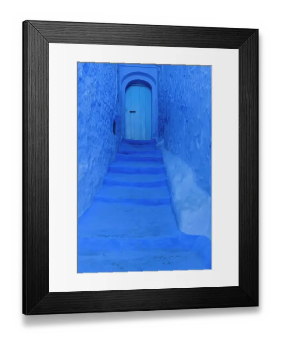 Framed Print : Africa, Morocco, Chefchaouen. Blue scene of stairway, wall and door. ©Bill Young / Jaynes Gallery / DanitaDelimont.com Framed Print : Africa, Morocco, Chefchaouen. Blue scene of stairway, wall and door. ©Bill Young / Jaynes Gallery / DanitaDelimont.com