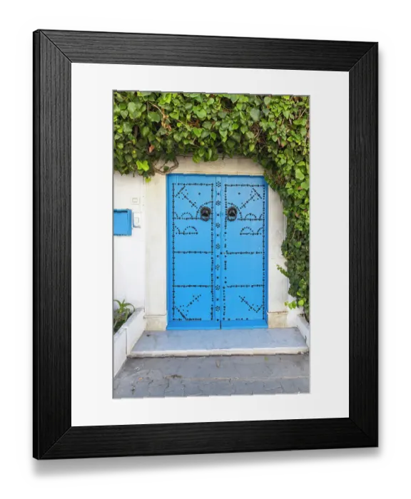 Framed Print : Tunis, Tunisa. Blue door on a house in Tunis