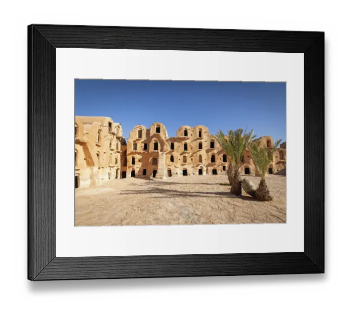 Framed Print : Ksar Ouled Soltane, Tataouine, Tunisia. Ancient fortified Berber granary at Ksar Ouled Soltane, that was used as a set for the Star Wars movie, The Phantom Menace