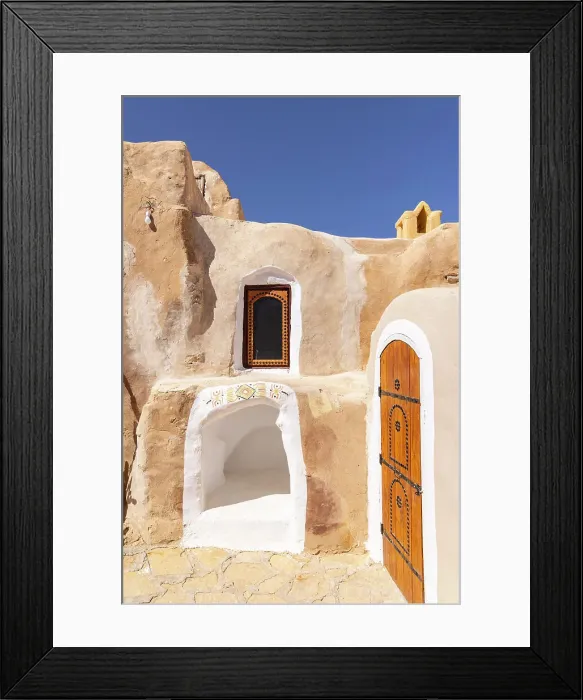 Framed Print : Tataouine, Tunisia. Traditional buildings in the ancient Berber town of Ksar Ouled Soltane