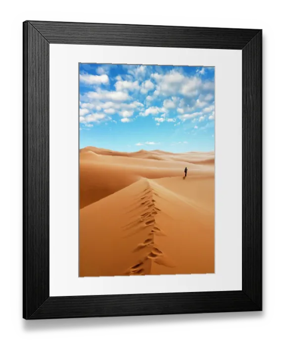 Framed Print : Woman alone in the Sahara Desert, Erg Murzuq, Sahara Desert, Fezzan, Libya, North Africa. (MR) Framed Print : Woman alone in the Sahara Desert, Erg Murzuq, Sahara Desert, Fezzan, Libya, North Africa. (MR)