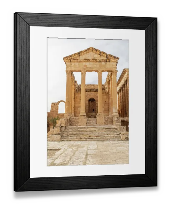 Framed Print : Subaytilah, Kasserine, Tunisia. Capitoline temples at the Byzantine Roman ruins in Sbeitla