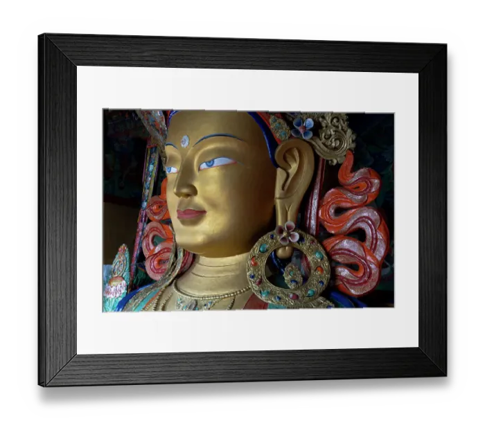 Framed Print : India, Ladakh, Indus Valley, Thiksey, Thiksey Monastery. Details of the Tibetan style statues and artifacts where people come to worship Framed Print : India, Ladakh, Indus Valley, Thiksey, Thiksey Monastery. Details of the Tibetan style statues and artifacts where people come to worship