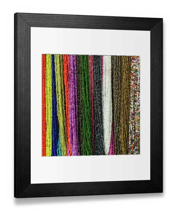 Framed Print : India, Mumbai. Street market. Beads for Sale