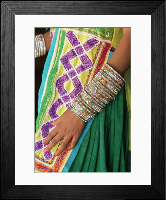 Framed Print : India, State of Gujarat, Bhuj, Kutch, Ludiya village. Meghwal Marwari tribe. Traditional clothing and jewelry
