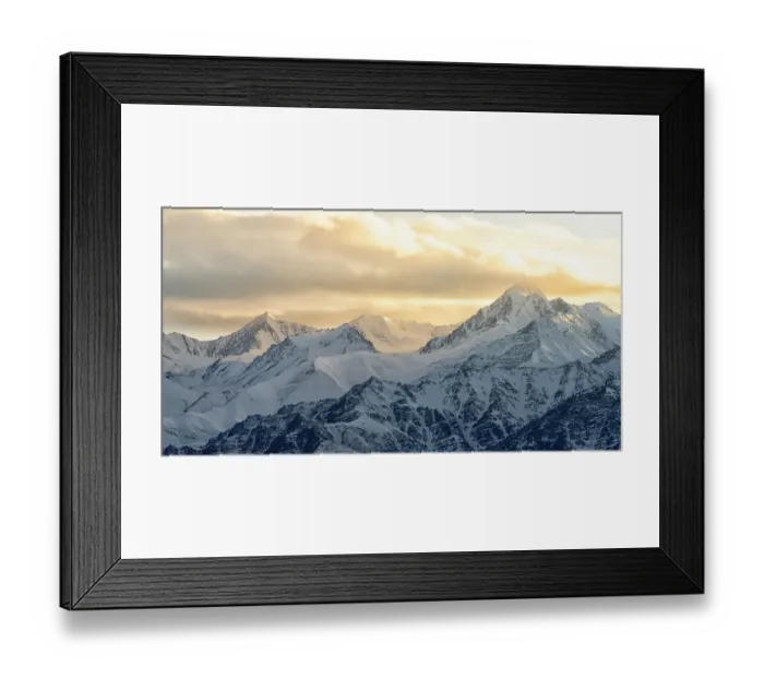Framed Print : India, Ladakh, Leh, Himalaya Mountains. The mountains around the town of Leh are lit up by the setting sun