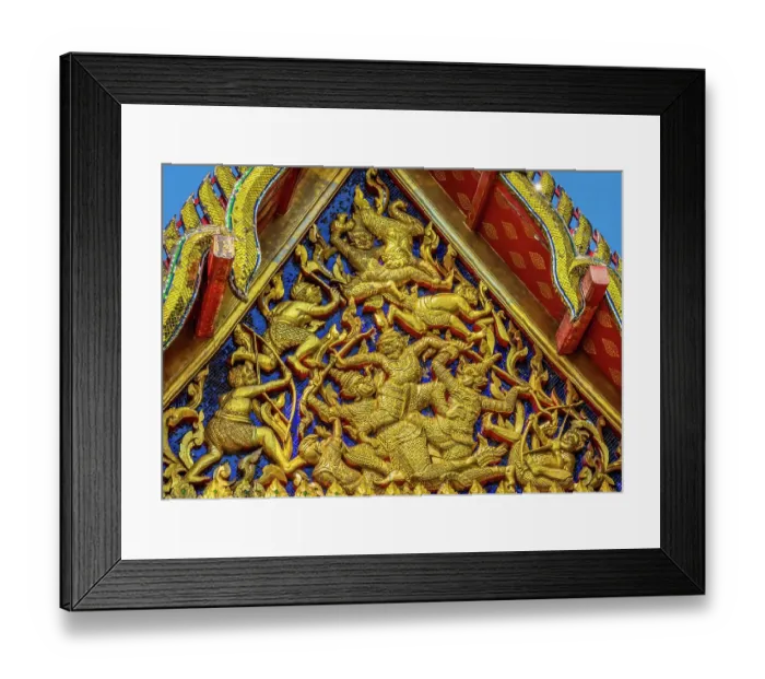 Framed Print : Temple guardians fighting, Wat Pho Temple, Bangkok, Thailand. Built in 1600's. One of the oldest temples in Thailand and UNESCO Site