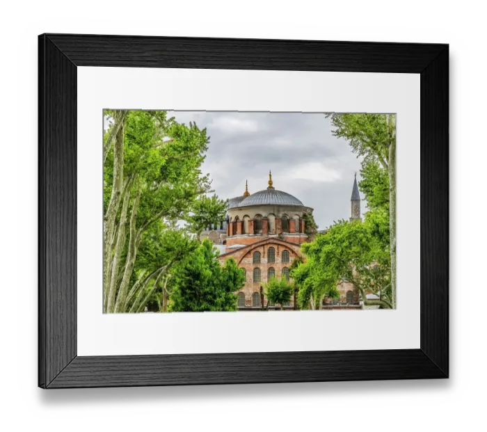 Framed Print : Hagia Sophia, Istanbul, Turkey. Emperor Justinian built cathedral of Constantinople in 537 AD. In 1453 Ottoman Turks converted to mosque. 1935 a museum and 2020 mosque again